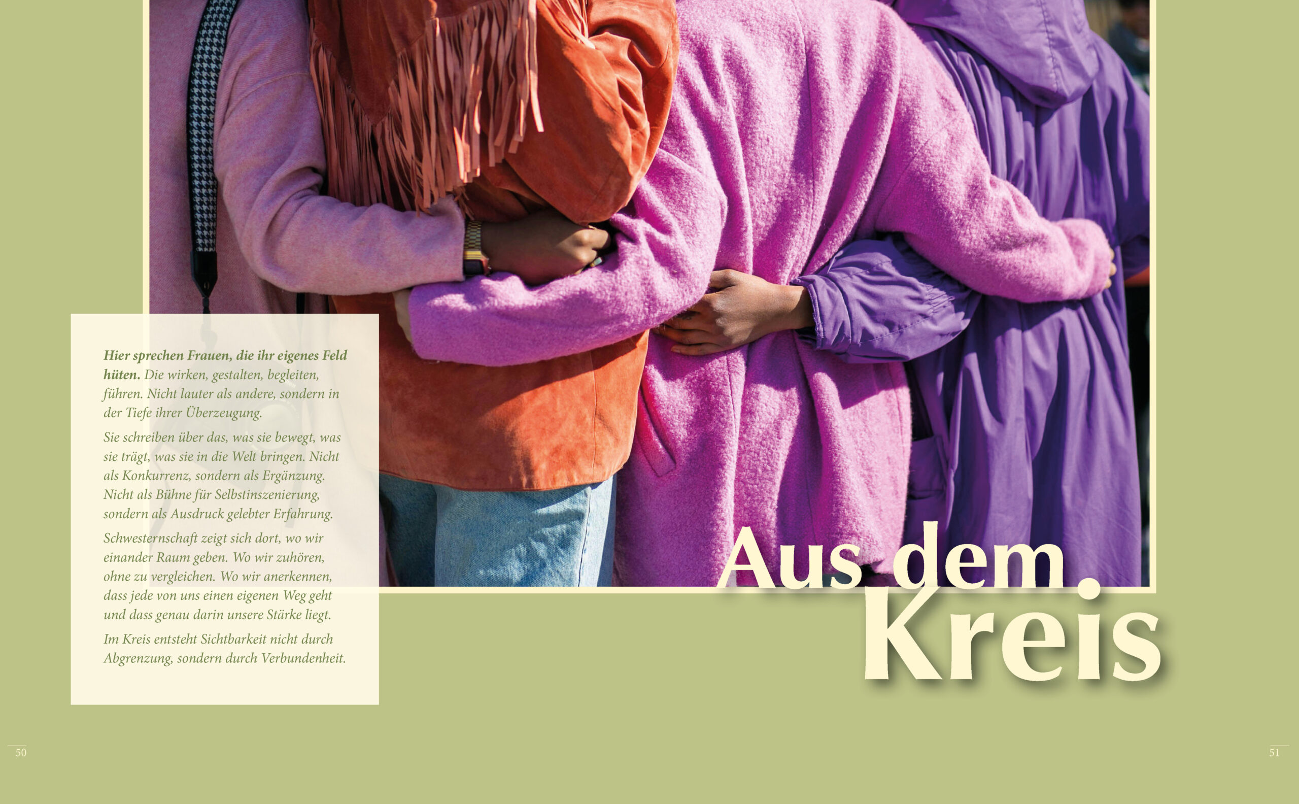 Einstiegsseite zum Gastbeitrag „Aus dem Kreis“ im Magazin WEIB+WACH Ausgabe 1